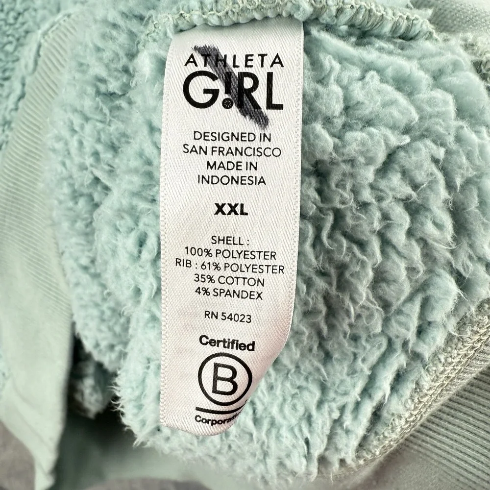 Athleta Girl Sweatshirt Lot Girls XXL 16 Sherpa Fleece Mint Green Black Athletic